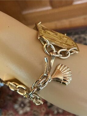 Vintage W. German Gold-Tone Engraved Panel Bracelet - Elegant Women's Jewelry